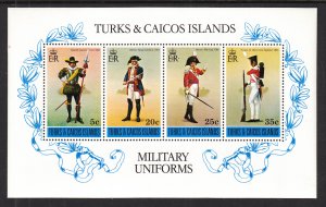 Turks and Caicos 302a Military Uniforms Souvenir Sheet MNH VF