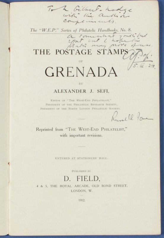 GRENADA : 'The Postage Stamps of', (1861-1908) by Alexander J Sefi.