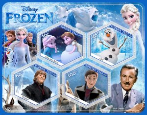 Stamps. Cartoons, Disney, Frozen 2020 year 1+1 sheets perforated Burkino Faso