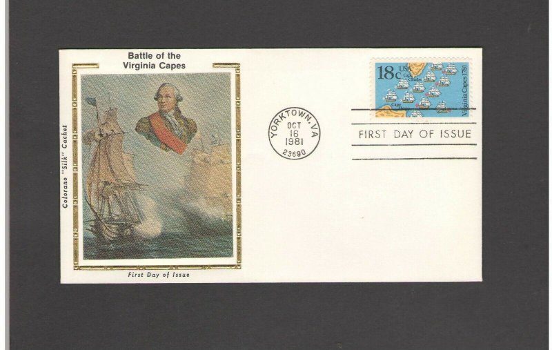 USA: #07 /**BATTLE OF VIRGINIA CAPES** / SILK CACHET- FDI- Excellent Condition 