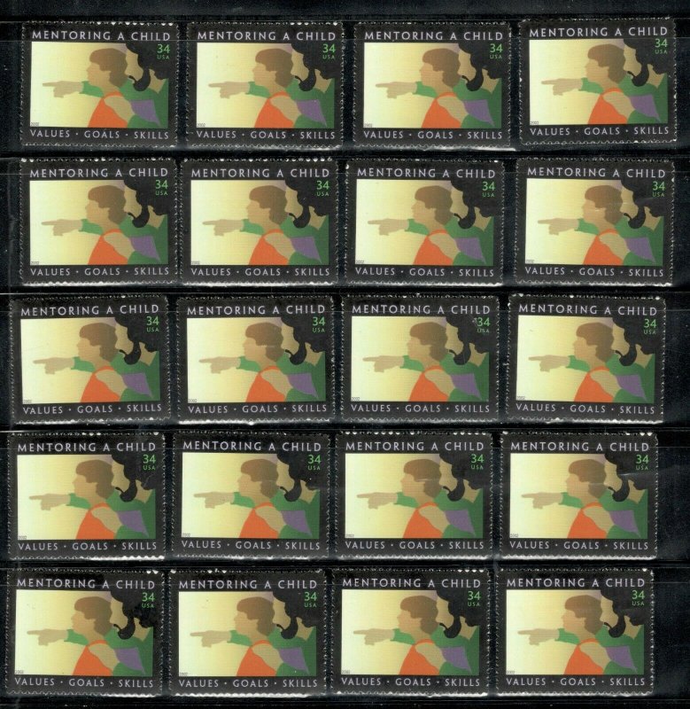 3556 Mentoring A Child Wholesale Lot Of 20 Singles MNH Below Face FREE SHIPPING