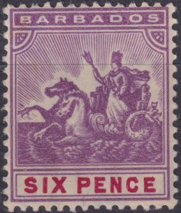 Sc# 97 Barbados 1904 - 1910 Seal of the Colony 6 p issue MVLH CV $47.50