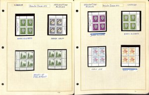 Canada Stamp Collection on 18 Pages, Mint NH Inscription Blocks Definatives (BA)