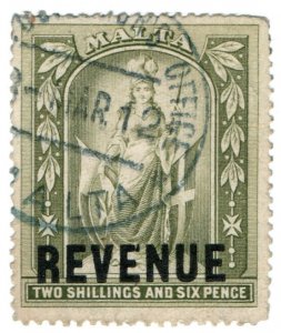 (I.B) Malta Revenue : Duty Stamp 2/6d (1908)