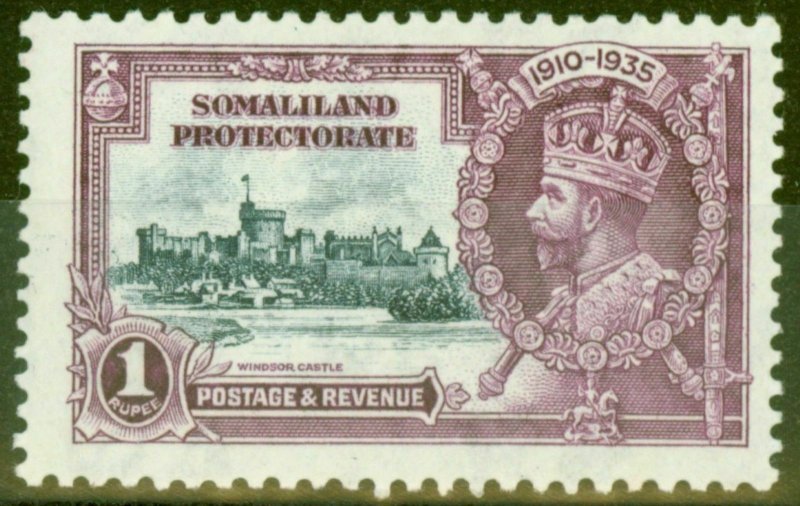 Somaliland 1935 1s Slate & Purple SG82L Kite & Horiz Log Fine Very Lightly Mtd