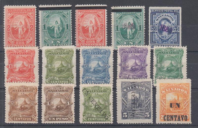 Salvador Sc 22/73 MLH. 1889-92 issues, 15 different, sound, F-VF.