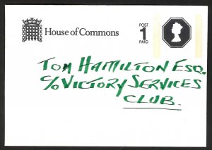 Great Britain House of Commons Post Paid cover