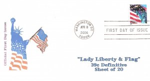 2005 FDC, #3978, Flag/Statue of Liberty, neat cachet #2