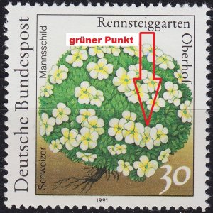 GERMANY BUND [1991] MiNr 1505 F25 ( **/mnh ) Blumen Plattenfehler