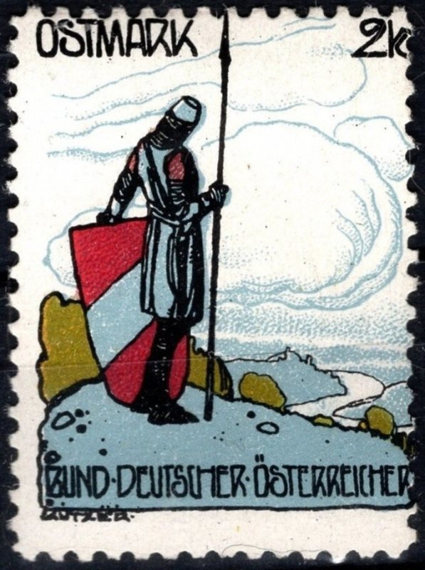 Austria-Hungary Poster Stamp 2 Kronen League Of German-Austrians Eastern March