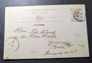 1900 British Hong Kong Postcard Cover to Berlin W Germany