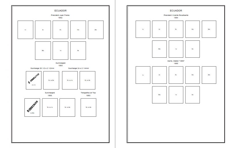 ECUADOR STAMP ALBUM PAGES 1865-2011 (449 PDF digital pages)