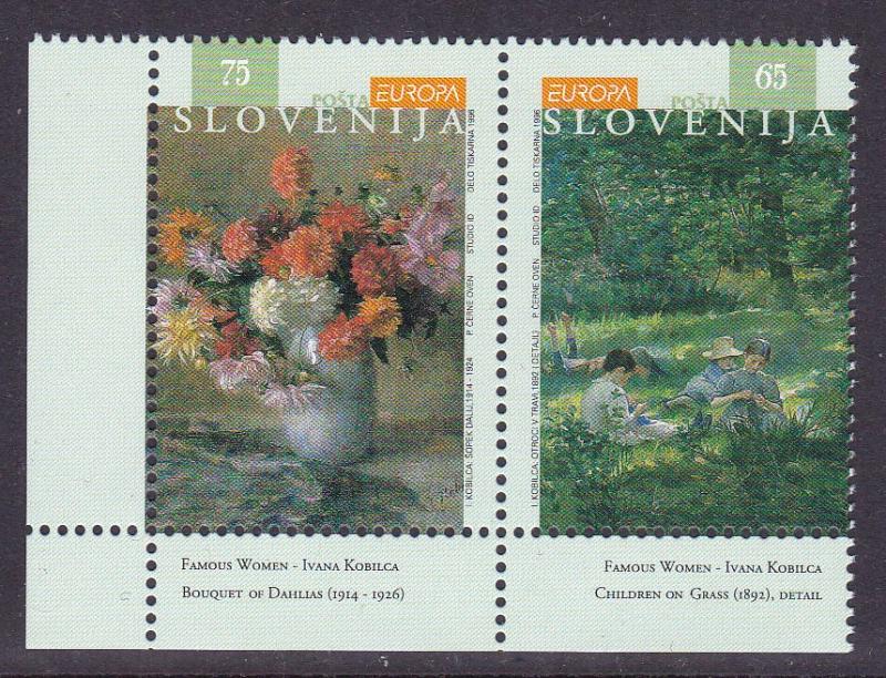 Slovenia 1996 Europa Famous Women Complete (pair) Art  Flowers  VF/NH