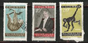 Colombia 713-715 used stamps few with adhesions