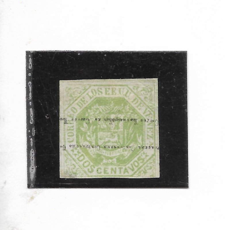 VENEZUELA 1873 NATIONAL COAT GREEN INVERTED OVERPRINT MH SCOTT 41a Mi 19 II K 