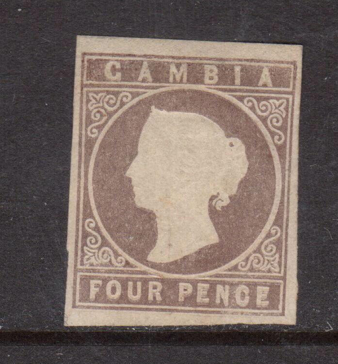 Gambia #1 Mint Fine - Very Fine Original Gum Lightly Hinged Artfully Repaired