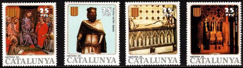 Vintage Spain Poster Stamps History of Catalonia Series Set/4 MNH