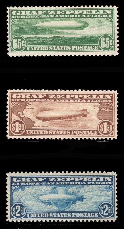 MOMEN: US STAMPS #C13-C15 GRAF ZEPPELIN SET MINT OG LH VF LOT #84298*