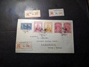 1947 Registered China Cover Foochow to Istanbul Turkey and 2 Registered Labels