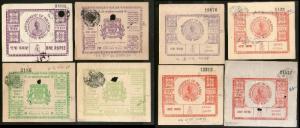 India Fiscal Bikaner State 8 different Talbana Revenue Court Fee Stamps # 8171