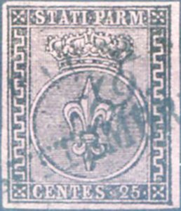 Parma. Lily 25. c. 1852. Used.