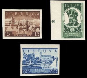 Lithuania #314-316, 1940 Recovery of Vilnius, imperf. set of three, lightly h...