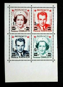 Stamp Monaco Sc# 288-291b MNH Blk 4  Princess Charlotte Prince Rainier Red Cross