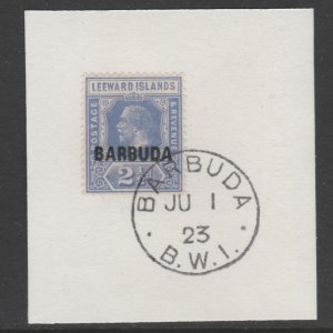 BARBUDA 1922 KG5  2.5d on piece with MADAME JOSEPH  POSTMARK