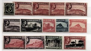 Gibraltar 107, 108a &c, 109A, 110,110B, 111-13,113a,114-5 Mint Hinged