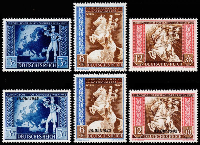 Germany Scott B209-B211, B212-B214 (1942) Mint NH VF Complete Sets, CV $11.25 C