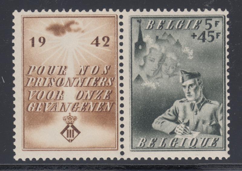 Belgium Sc B331 MNH. 1942 Prisoners of War Assistance with label