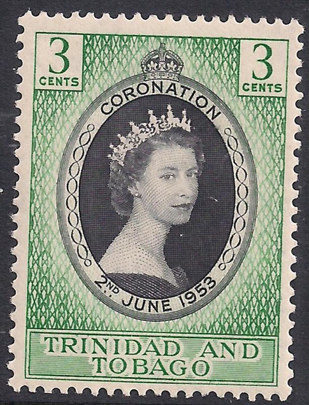 Trinidad & Tobago 1953 QE2 3ct Coronation MM SG 279 ( R1157 )