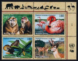 United Nations - Geneva 321a TR Block MNH Macaque, Flamingo, Butterfly, Deer