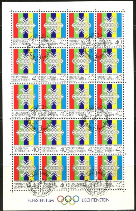 LIECHTENSTEIN Sc#772-774 1983 Winter Olympics Complete Sheets of 20 CTO