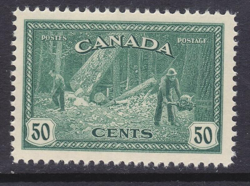 Canada 272 MNH 1946 50c Dark Blue Green Logging British Columbia Issue Cv $22.50