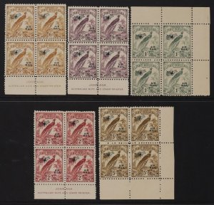 NEW GUINEA 1932 Undated Bird Airmail ½d to 5/-, blocks imprints. MNH **.