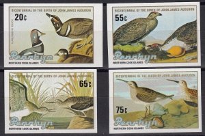 PENRHYN 1985 Audubon Birth Bicentenary, IMPERFORATE Set of 4 MNH 