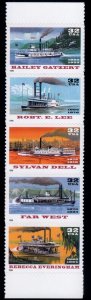 Scott #3091-3095a RiverBoats (Early Cruise Ships) Strip of 5 Stamps MNH Baily 1s