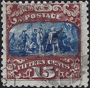 US Scott #119 Used VF 15 Cent 1869 Landing of Columbus Stamp CV 200.00