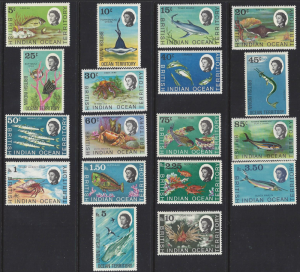 British Indian Ocean Territory #16-33, MNH set, various fish, issued 1968-73