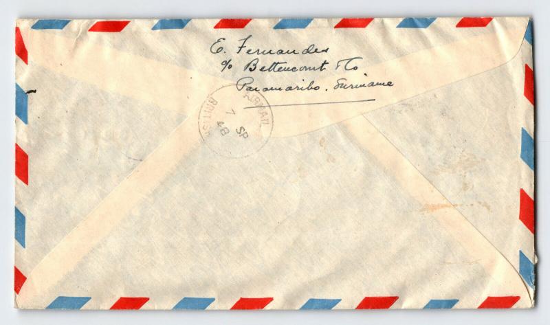 Surinam 1948 Airmail Cover to British Guiana - Z13564