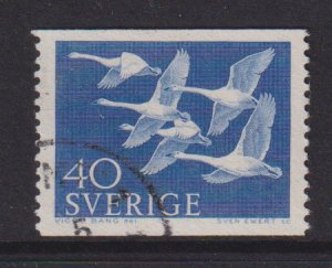 Sweden  #493  used  1956  Nordic countries issue  40o  swans