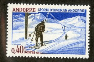 FRENCH ANDORRA 170 MNH SCV $2.40 BIN $1.25 SPORTS