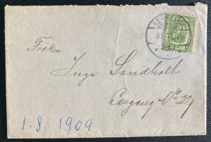 1909 Reykjavik Iceland Mini Cover Locally Used