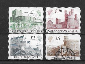 GB QEII, 1988 SG1410-1413 £1-£5 Castles High Values Set (4) Fine Used