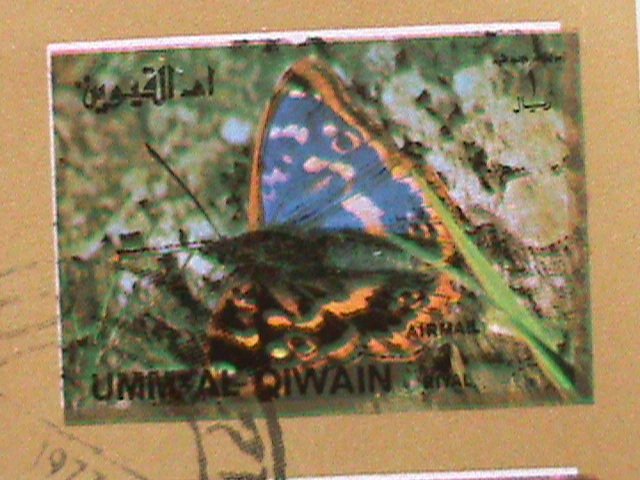 ​UMM AL QIWAIN STAMP-1973- LOVELY BUTTERFLIES  CTO-MNH STAMP SHEET -RARE