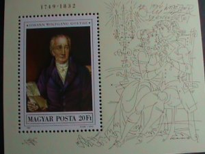 ​HUNGARY -:1982-SC#2777 JOHANN WOLFGANG GOETHE-GERMAN POET MNH S/S SHEET-VF