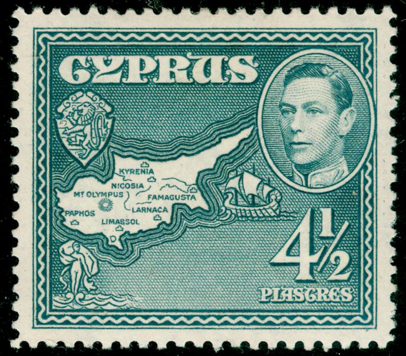 CYPRUS SG157, 4½pi grey, M MINT.
