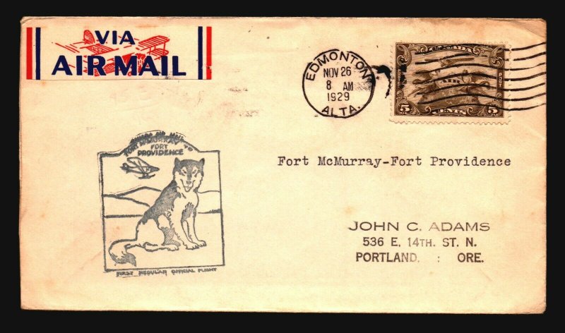 Canada 1929 FFC - Ft McMurray to Ft Providence - Z16666