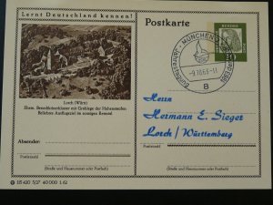 architecture abbey postal stationery card 1963 Germany ref 96142